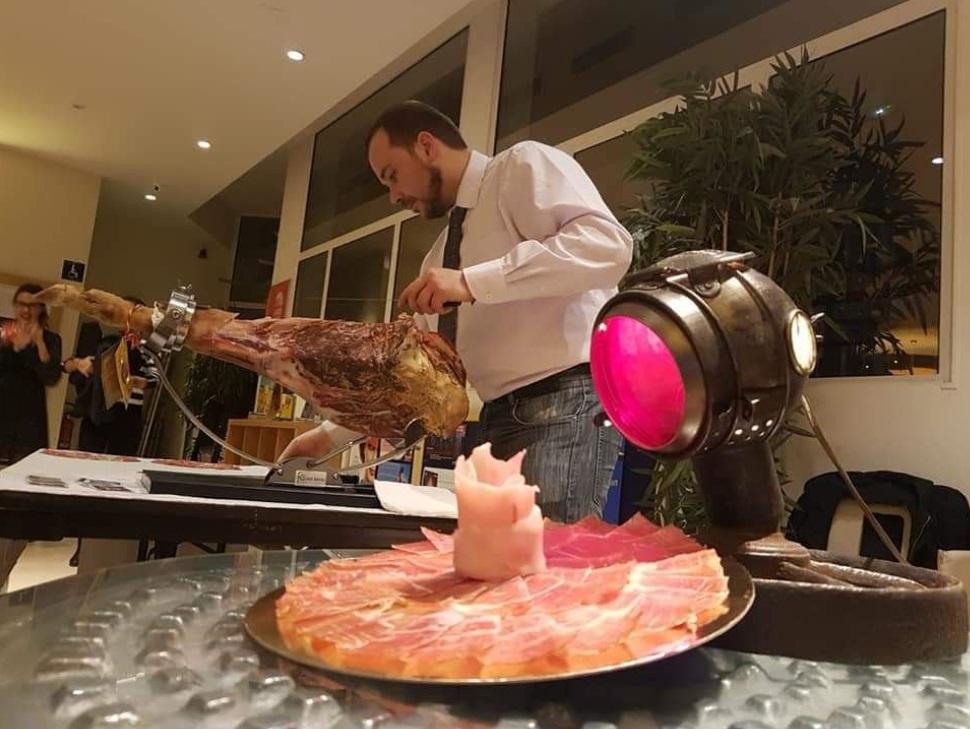 Cutting and tasting of Spanish Hams