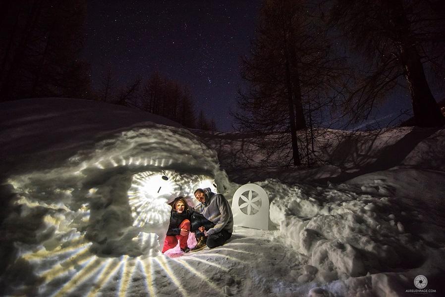 A night in an igloo with a 1-hour night hike (and dinner in a restaurant)