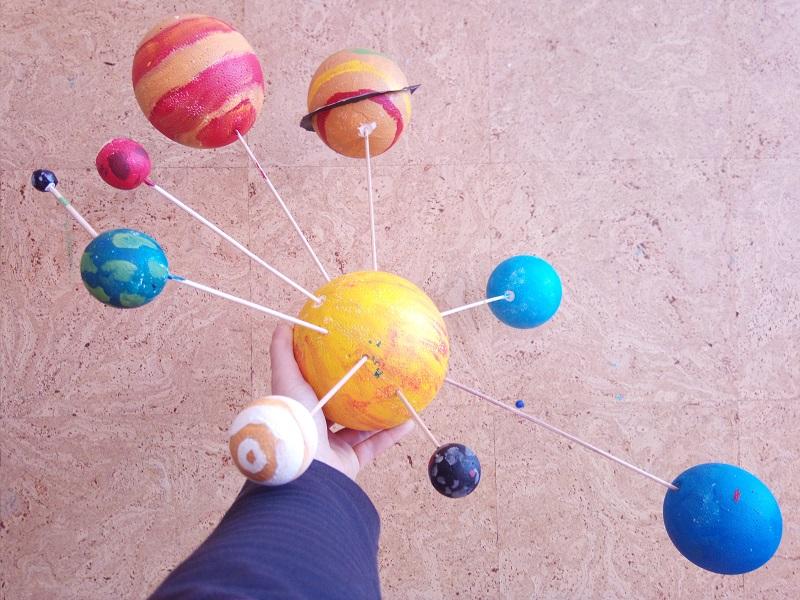 Building a model of the solar system - Children