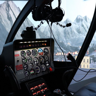 Helicopter flight in a simulation centre - thumbnail
