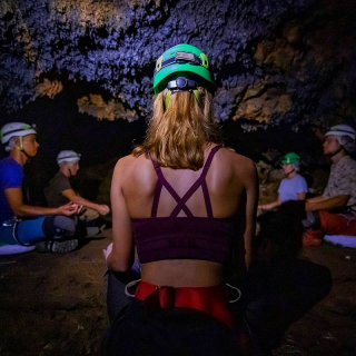Meditation underground - Blue Basin lava tunnel - thumbnail